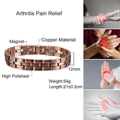 Vinterly Pure Copper Magnetic Chain-Link Bracelet for Men & Women