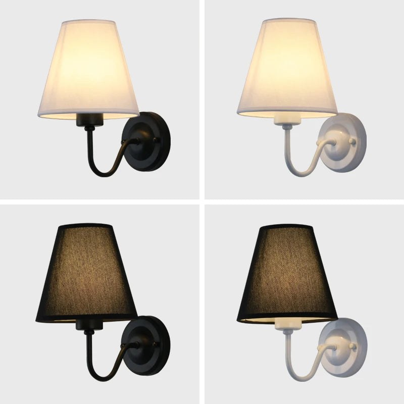 LED E27 Modern Wall Lamp Nordic Retro Fabric Home Interior Lighting Hotel Bedroom Living Room Bedside Lamp