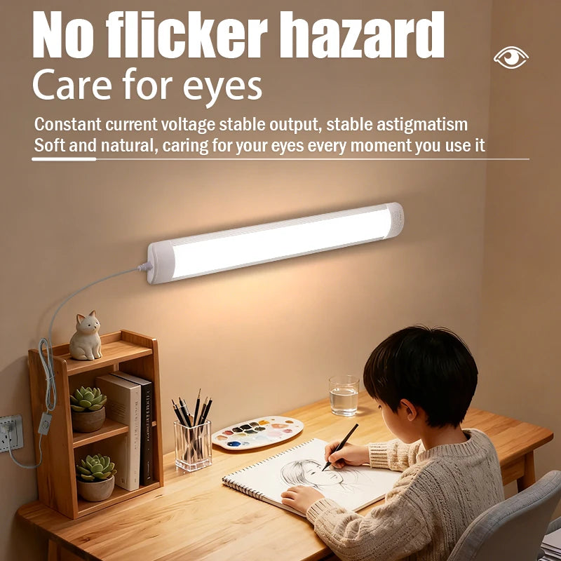 LED Light Tube Direct Plug-in Light Tube 110V 220V LED Lamp Tube Desk Work Study Shop Garage Warehouse Kitchen Cabinet Lighting