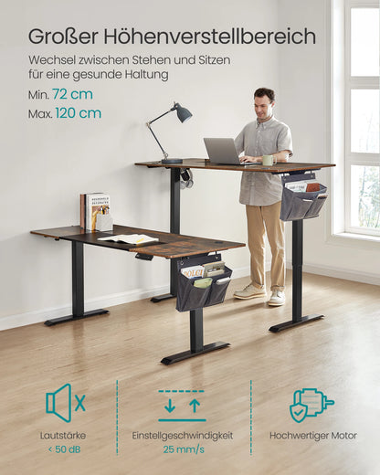 SONGMICS Electric Height-Adjustable Desk, 160 × 70 cm, 72–120 cm Height Range