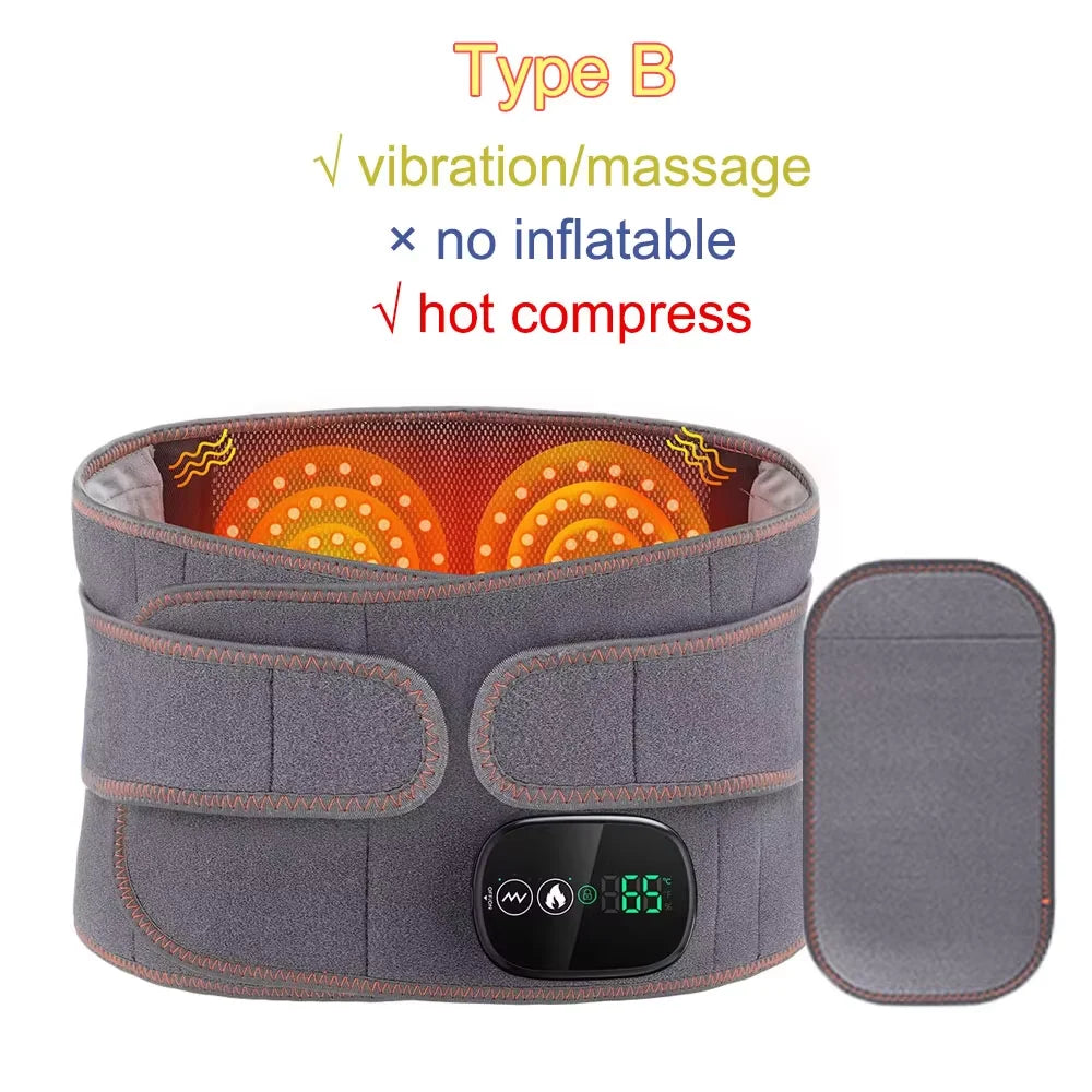 Heated Waist & Lower Back Massage Belt with Vibration and Air Compression
