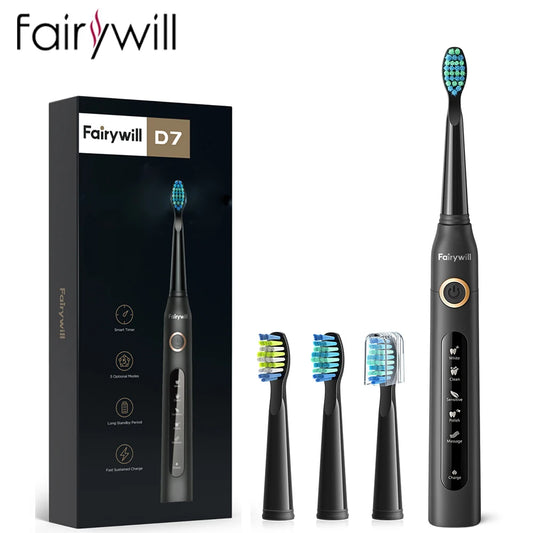 Fairywill FW-507 Rechargeable Sonic Toothbrush for Adults, USB Charging, Waterproof