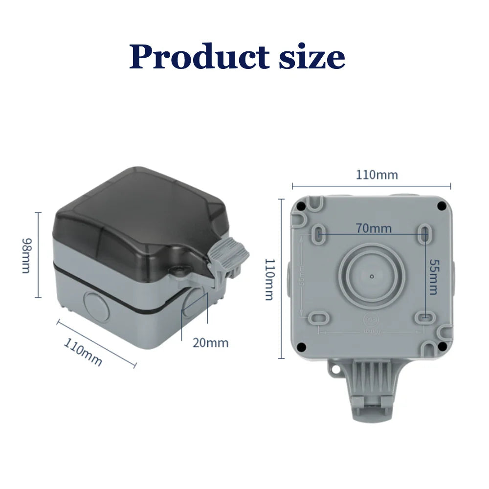 EIOMR Waterproof Socket Box, IP66 Rated Water EU French UK Universal Standard Power Plug Perfect for Outdoor, Bathroom, Kitchen