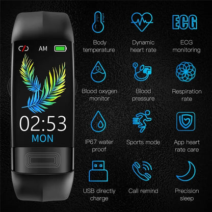 ECG + PPG Smart Fitness Tracker Wristband for Men and Women