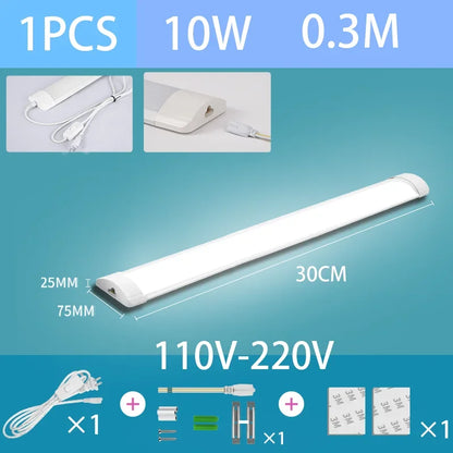 Led Tube Light With Switch Wire 110V 220V 30/50cm Lighting Strip Lamps 10W 20W For  Living Room Bedroom Closet Kitchen Lamp