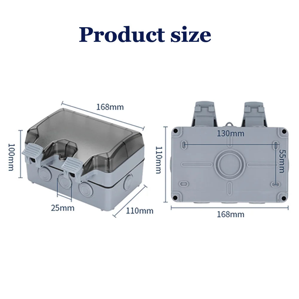 EIOMR Waterproof Socket Box, IP66 Rated Water EU French UK Universal Standard Power Plug Perfect for Outdoor, Bathroom, Kitchen