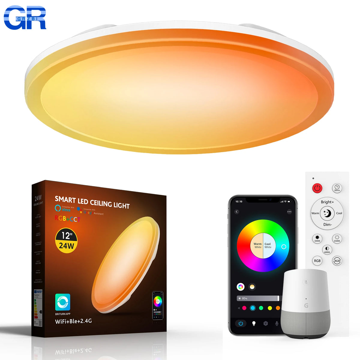 Smart Ceiling Lamp 24w 30w Led Lamp for Bedroom Ceiling Lights with APP Remote Control Dimmable Led Lights for Room Living Room