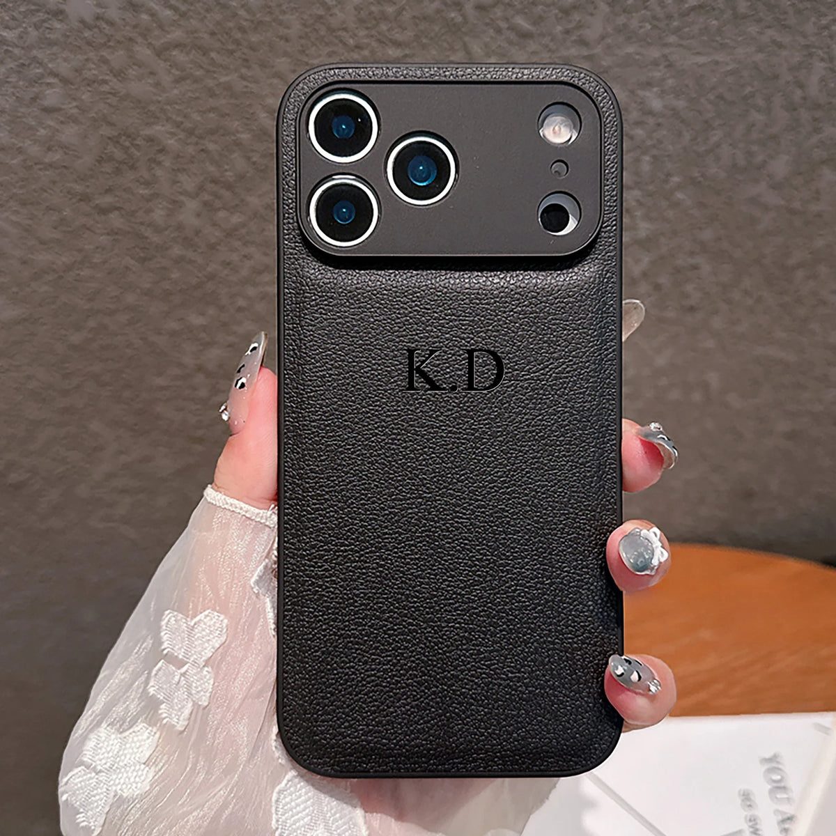 Faux Leather Luxury Phone Case with Personalized 3D Name (For IPhone18 17 16 15 14 13 )