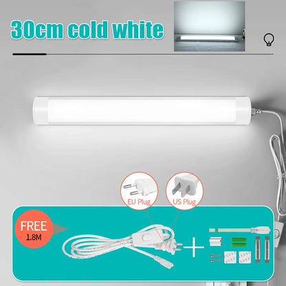 LED Light Tube Direct Plug-in Light Tube 110V 220V LED Lamp Tube Desk Work Study Shop Garage Warehouse Kitchen Cabinet Lighting