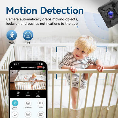 Wireless Mini Camera Night Vision WiFi IP/AP Remote Monitor Rechargeable Battery Motion Detection Portable Camcorders Home