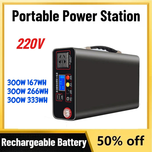 300W LiFePO₄ Portable Power Station, 220V Solar-Compatible Backup Battery for Camping & Emergencies