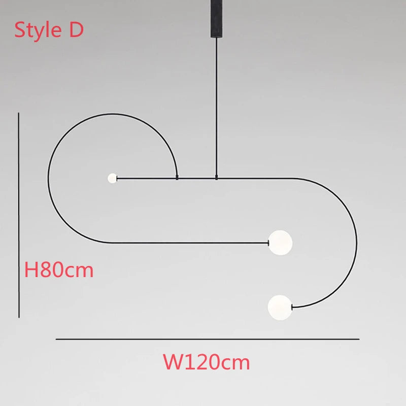 Mobile Chandelier Modern Black metal chandelier lighting Restaurant Loft Parlor Hanging Light 110-260V minimalist light fixture