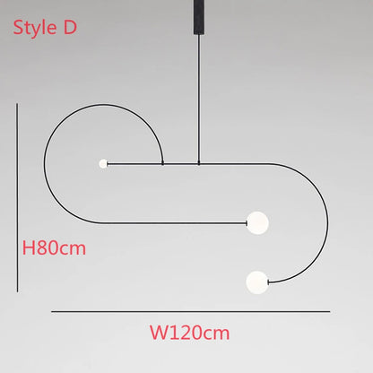 Mobile Chandelier Modern Black metal chandelier lighting Restaurant Loft Parlor Hanging Light 110-260V minimalist light fixture