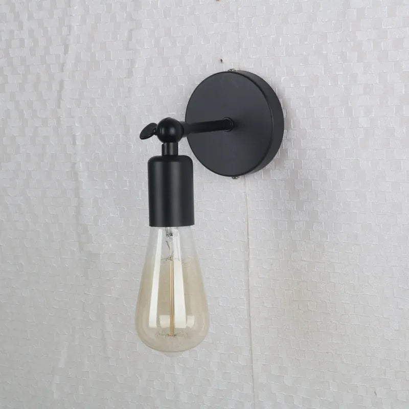 Vintage Iron Art Wall Lamps Black LED Wall Lights American Retro Loft Sconces Light Fixtures Bed Candle Simple Small Wall Lamp