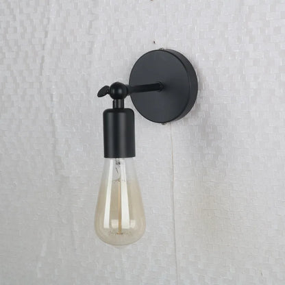 Vintage Iron Art Wall Lamps Black LED Wall Lights American Retro Loft Sconces Light Fixtures Bed Candle Simple Small Wall Lamp