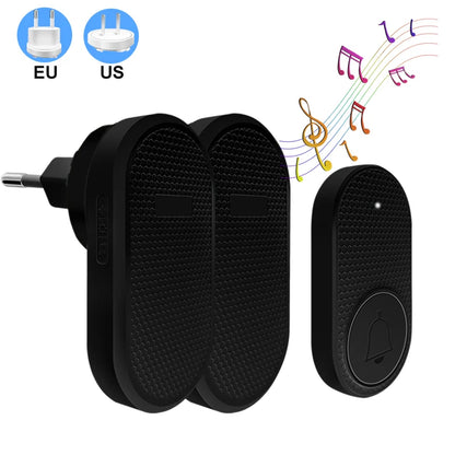 Wireless Doorbell Smart Welcome Door Bell 32 Songs Receiver Chime Guests Ding Dong Home Security Alarm Reminder US EU Plug