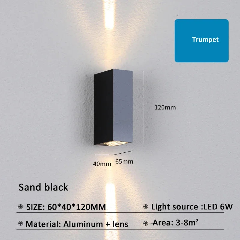 Outdoor Lighting Lens Beam Wall Lamps IP65 Waterproof Aluminum Wall Lights Corridor Garden Shopping Mall Up Down LED Porch Lamp