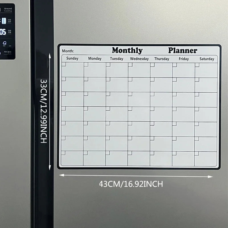 Magnetic Refrigerator Dry-Erase Calendar & Monthly Planner Whiteboard
