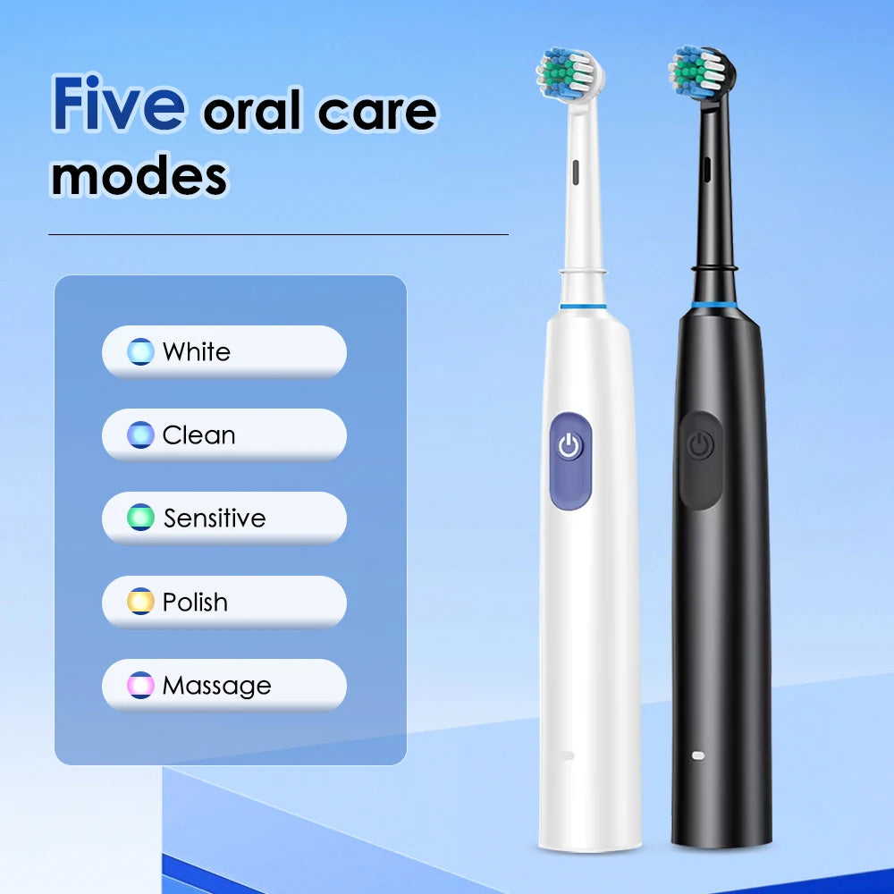 Rechargeable Rotating Electric Toothbrush, Compatible with Oral-B Replacement Heads