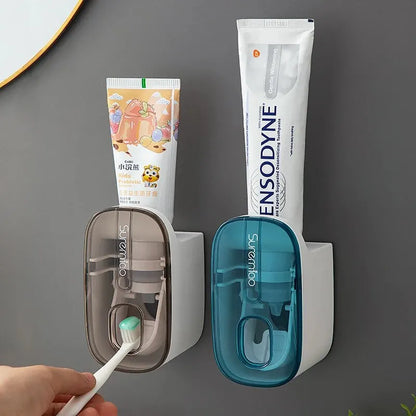 Automatic Wall-Mounted Toothpaste Dispenser & Toothbrush Holder