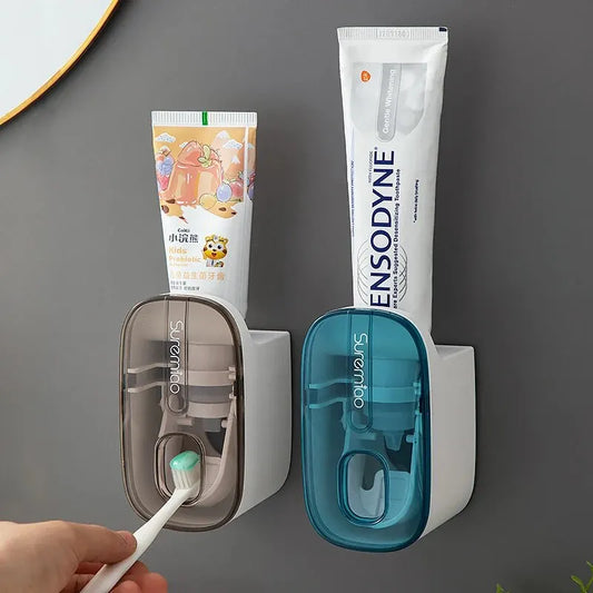 Automatic Wall-Mounted Toothpaste Dispenser & Toothbrush Holder