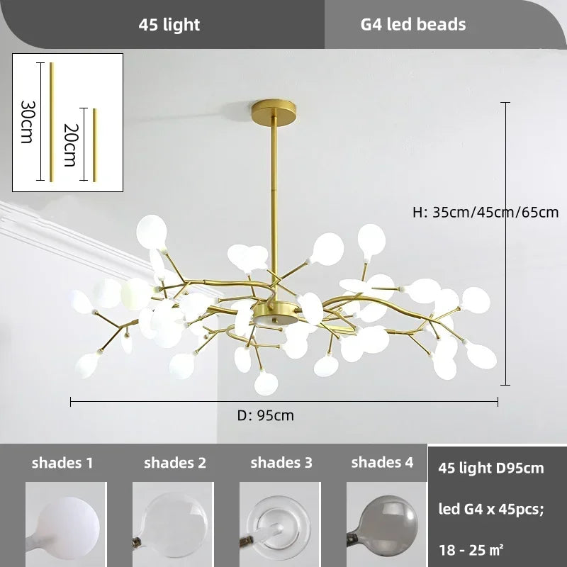 Nordic Led Ceiling Chandelier Lighting Modern Branch Pendant Lights Living Room Gold Black Art Home Decor Indoor Lamps Luminaire