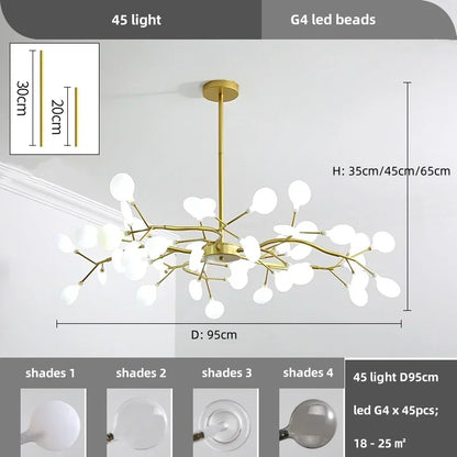 Nordic Led Ceiling Chandelier Lighting Modern Branch Pendant Lights Living Room Gold Black Art Home Decor Indoor Lamps Luminaire