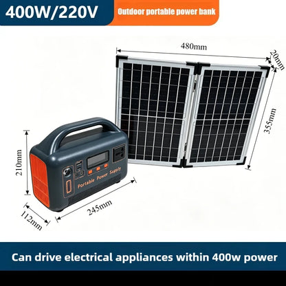 400W Portable Power Station, 192Wh, 220V, Solar-Charging Compatible for Home Backup & Outdoor Use