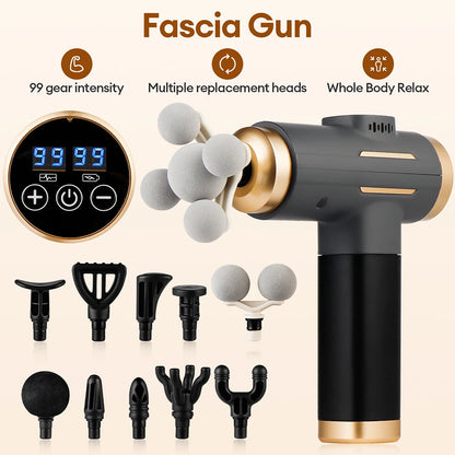 11-in-1 Electric Massage Gun – 99-Level Adjustable Fascia Massager for Deep Muscle Massage, Arms, Legs & Full Body