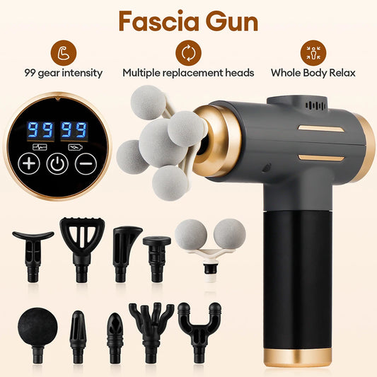 11-in-1 Electric Massage Gun – 99-Level Adjustable Fascia Massager for Deep Muscle Massage, Arms, Legs & Full Body