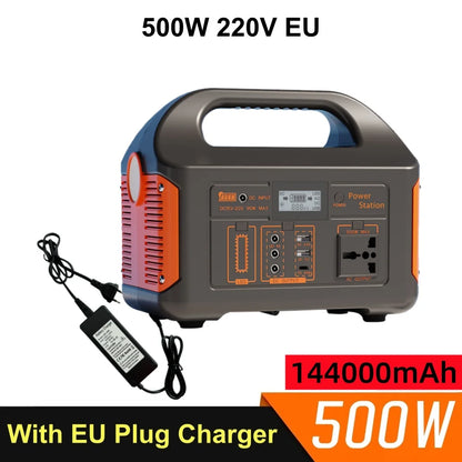 460Wh LiFePO₄ Portable Power Station, 300W/500W, Solar-Compatible for Camping, RV & Home
