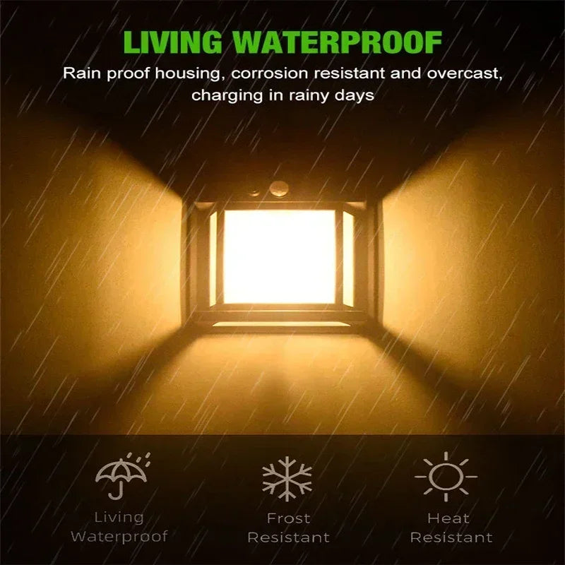 Solar Outdoor Waterproof LED Wall Light Powerful Solar Energy Lamp with Light Sensor for Garden Yard Fence House Decoration