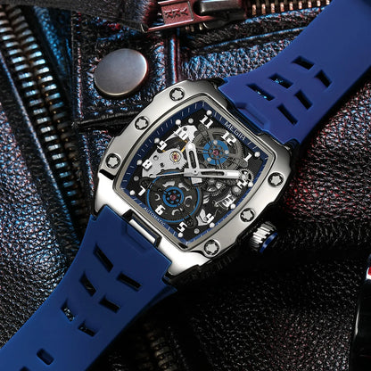 MEGIR New Men Watches Luxury Brand Automatic Mechanical Watch Silicone Sports Casual Wristwatch Waterproof Clock Male Gift 8602