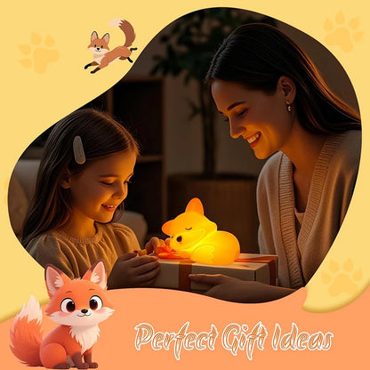 Rechargeable Fox Silicone Night Light with Touch Dimming & Timer
