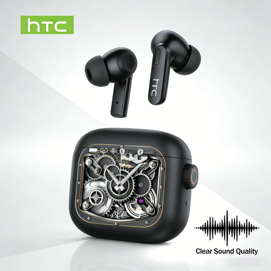 Headphones Bluetooth 5.2 TWS HTC Wireless Earphones Sports Earbuds With Microphone Full HD LCD Display Control Music Headset