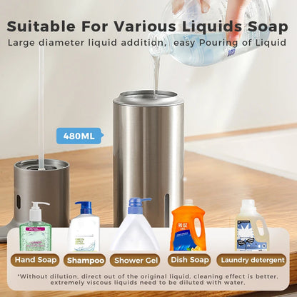 480ml Automatic Soap Dispenser with Sensor – Touchless Electric Hand Soap & Sanitizer Dispenser, 304 Stainless Steel