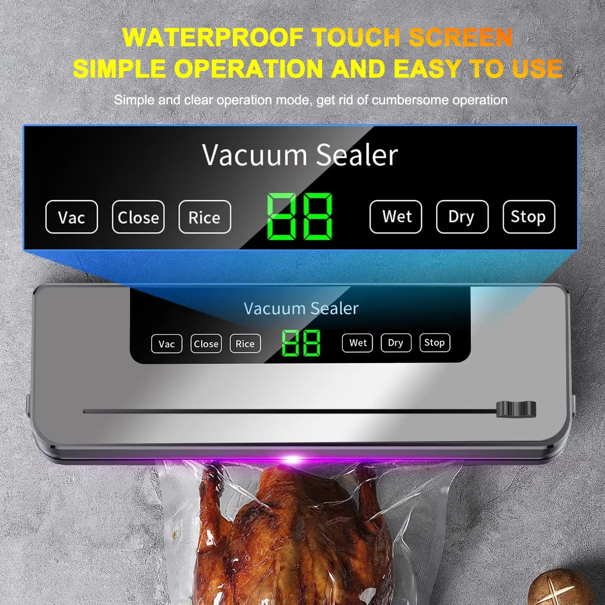 CENRR Vacuum Sealer Machine Food Wet Dry with Kitchen Storage Sealing Machine Built-in Cutter Food Vacuum Packaging Machine