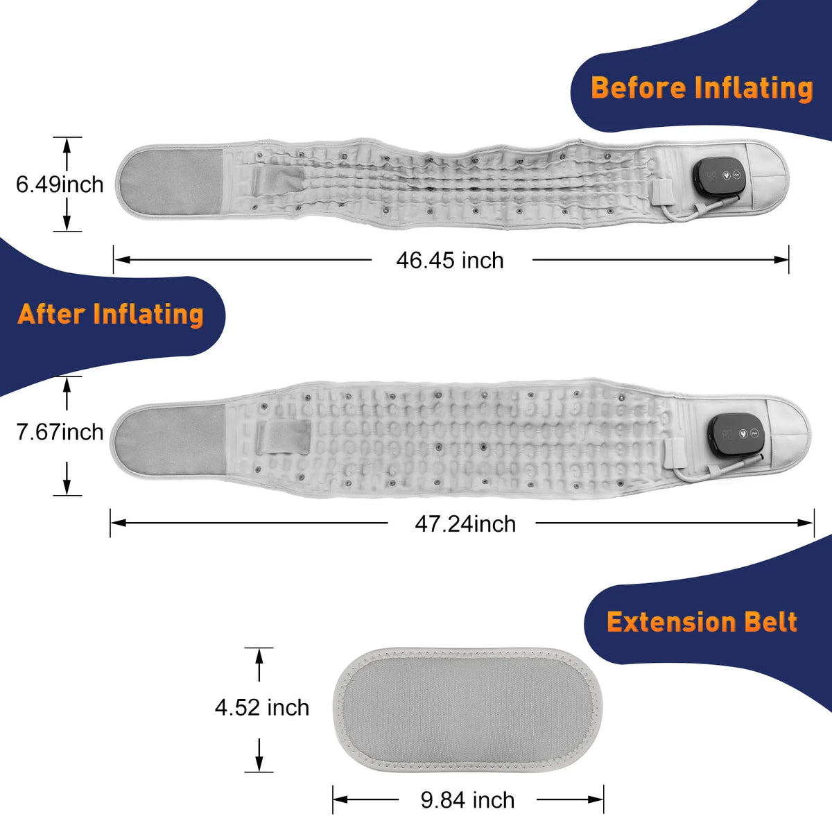 Heated Waist & Lower Back Massage Belt with Vibration and Air Compression