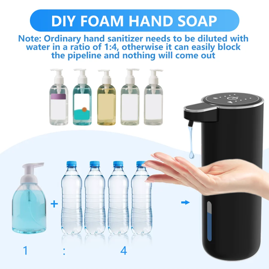 380ML Touchless Tabletop Or Wall-Mounted 4-Levels Adjustable Foam/Liquid Automatic Smart Sense Soap Dispenser Hand Wash Machine