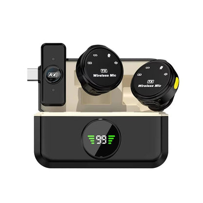 Lavalier Dual Wireless Microphones, Buttonhole Tie Mic Mini For iPhone and Android Phone