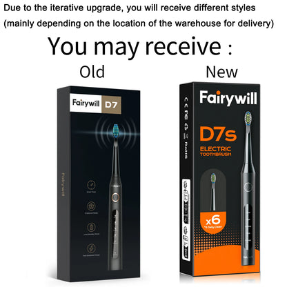 Fairywill FW507 Rechargeable Sonic Electric Toothbrush with 8 Replacement Heads & Travel Case