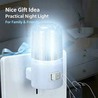 LED Socket Night Light Plug in Wall Lamp Energy Saving with Switch for Baby Feeding Bedroom Bedside HallwayStairsCabinetLighting