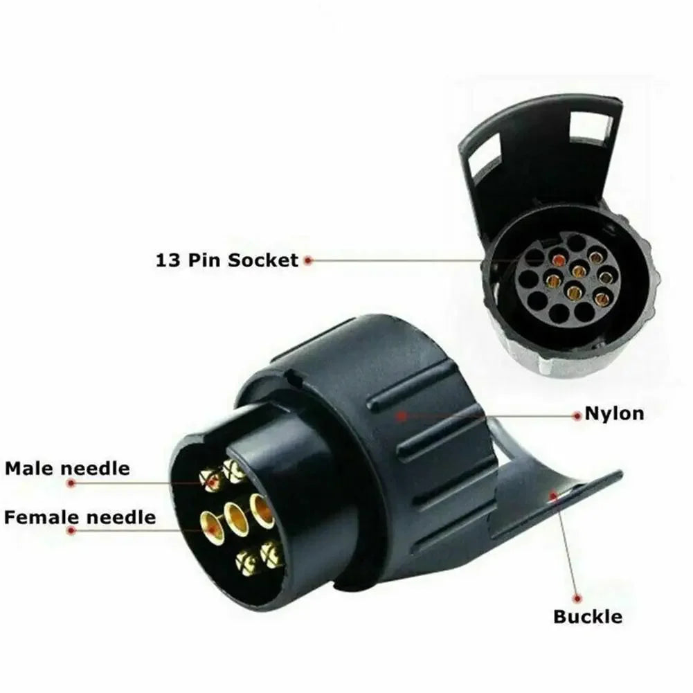7 Pin To 13 Pin Trailer Caravan Towbar Towing Electric Socket Adapter Plug Converter 12V Electrical Connector Adapter Car Truck