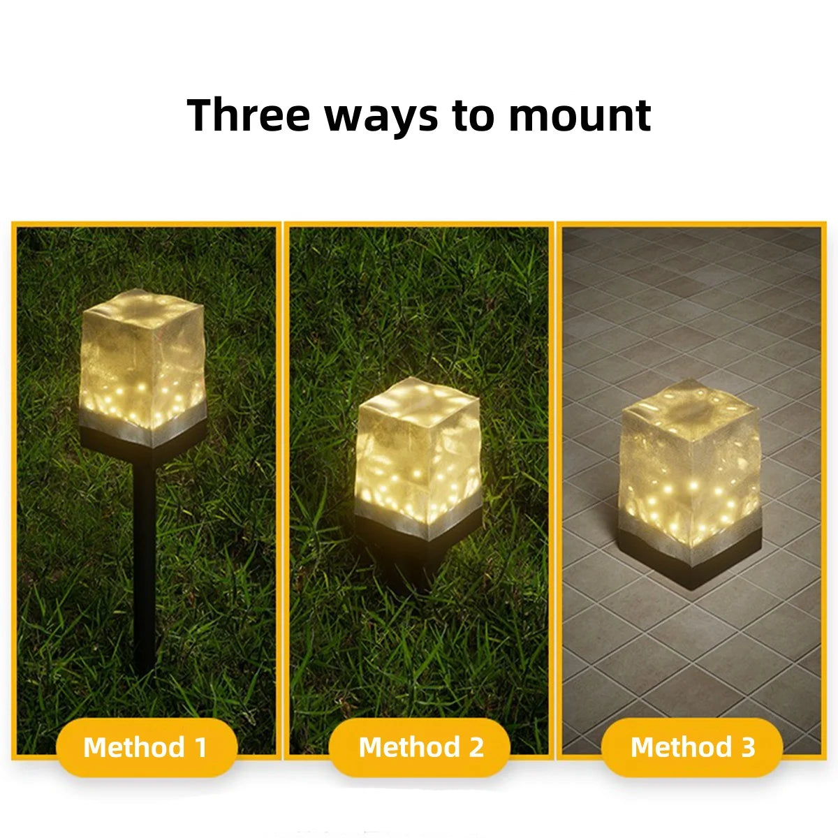 LED Solar Lights Outdoor Waterproof Garden Decoration Solar Powered Lamp Balcony Fence Lawn Landscape Path Ice Brick Light
