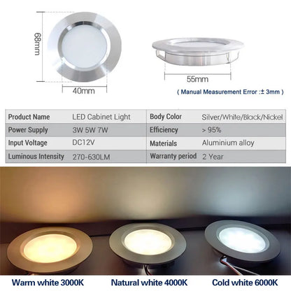 LED Spotlight Ultra-thin 14mm 3W 5W 7W 12V 2inch Recessed Ceiling Lamp D55mm House Hotel Living Room Mini Downlight