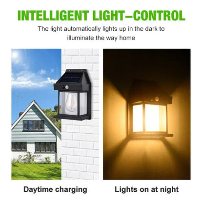 Solar Outdoor Waterproof LED Wall Light Powerful Solar Energy Lamp with Light Sensor for Garden Yard Fence House Decoration