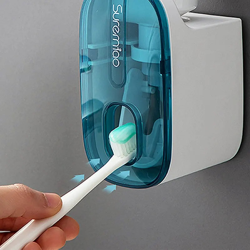 Automatic Wall-Mounted Toothpaste Dispenser & Toothbrush Holder