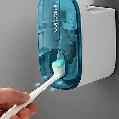 Automatic Wall-Mounted Toothpaste Dispenser & Toothbrush Holder