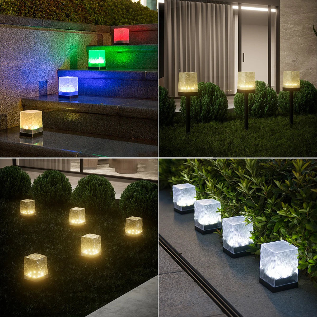 LED Solar Lights Outdoor Waterproof Garden Decoration Solar Powered Lamp Balcony Fence Lawn Landscape Path Ice Brick Light