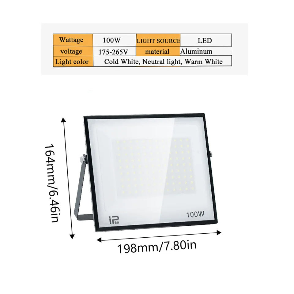 LED Spotlight  Waterproof IP66 220V 20W 30W  50W 100W 150W 200W 300W Outdoor Floodlights outdoor Factory Billboard Lighting